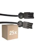 Voordeelpak 25x Noxion GST - Compatibel Verlengkabel Zwart - Mannelijk + Vrouwlijk - 1m - 3 pole 1,5mm2